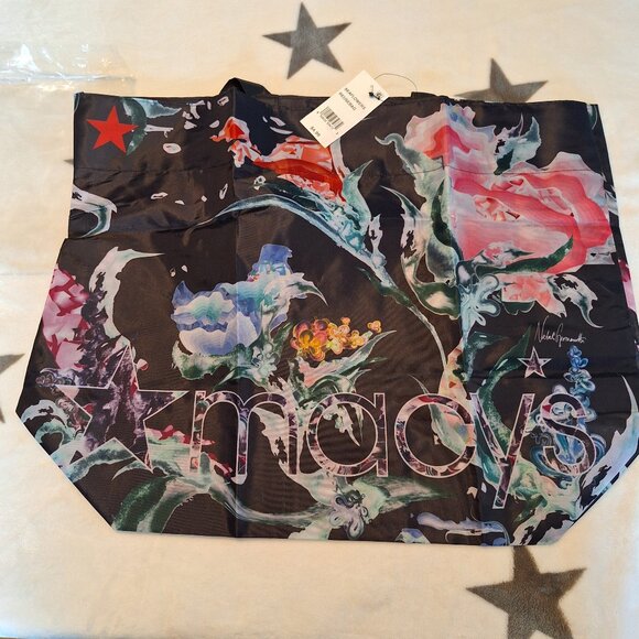 MACY'S‎ Reusable Shopping Tote Bag "From Beach to Bag" Oceancycle, Floral New! - Picture 1 of 7